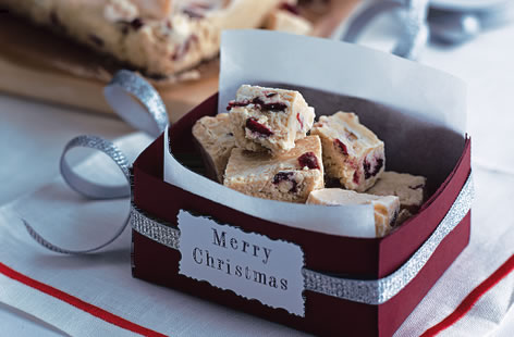 Image of "White chocolate and cranberry fudge"