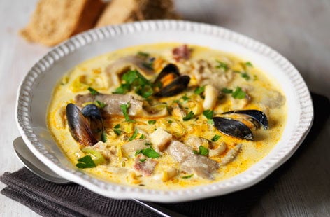 Image of "Oyster mushroom and mussel chowder"