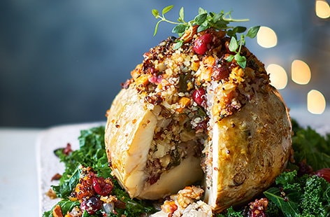 Image of "Stuffed celeriac with parsnip cream"
