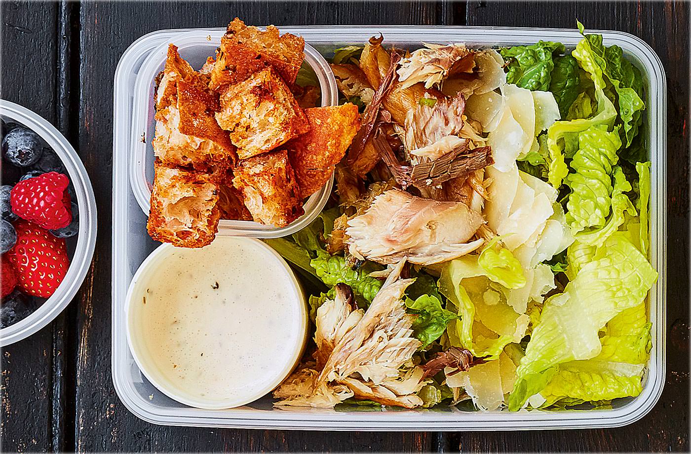Smoked mackerel Caesar salad