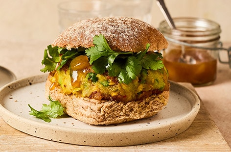 Image of "Indian-spiced potato and pea burgers"