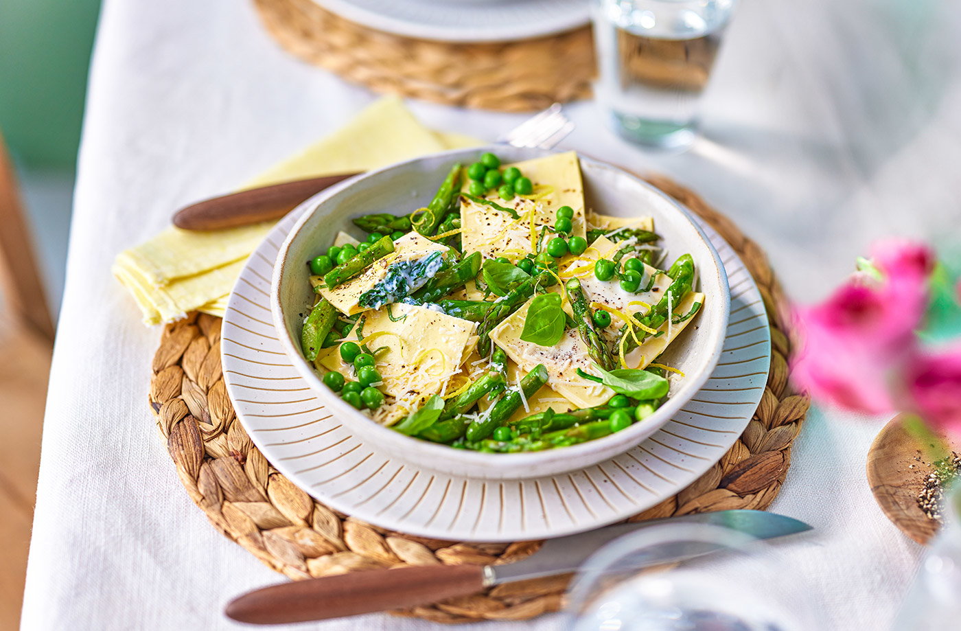 Cheat's primavera ravioli