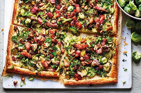 Image of "Shredded sprout and bacon tart"