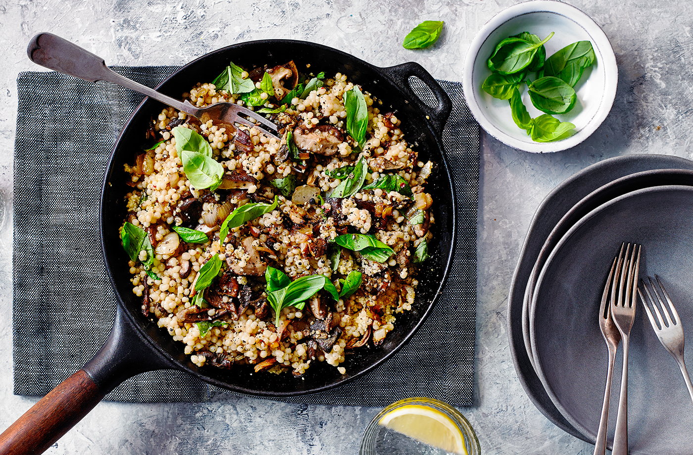 Wild mushroom Israeli couscous