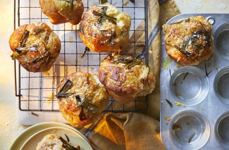 Image of "Cheese and spring onion focaccia muffins"