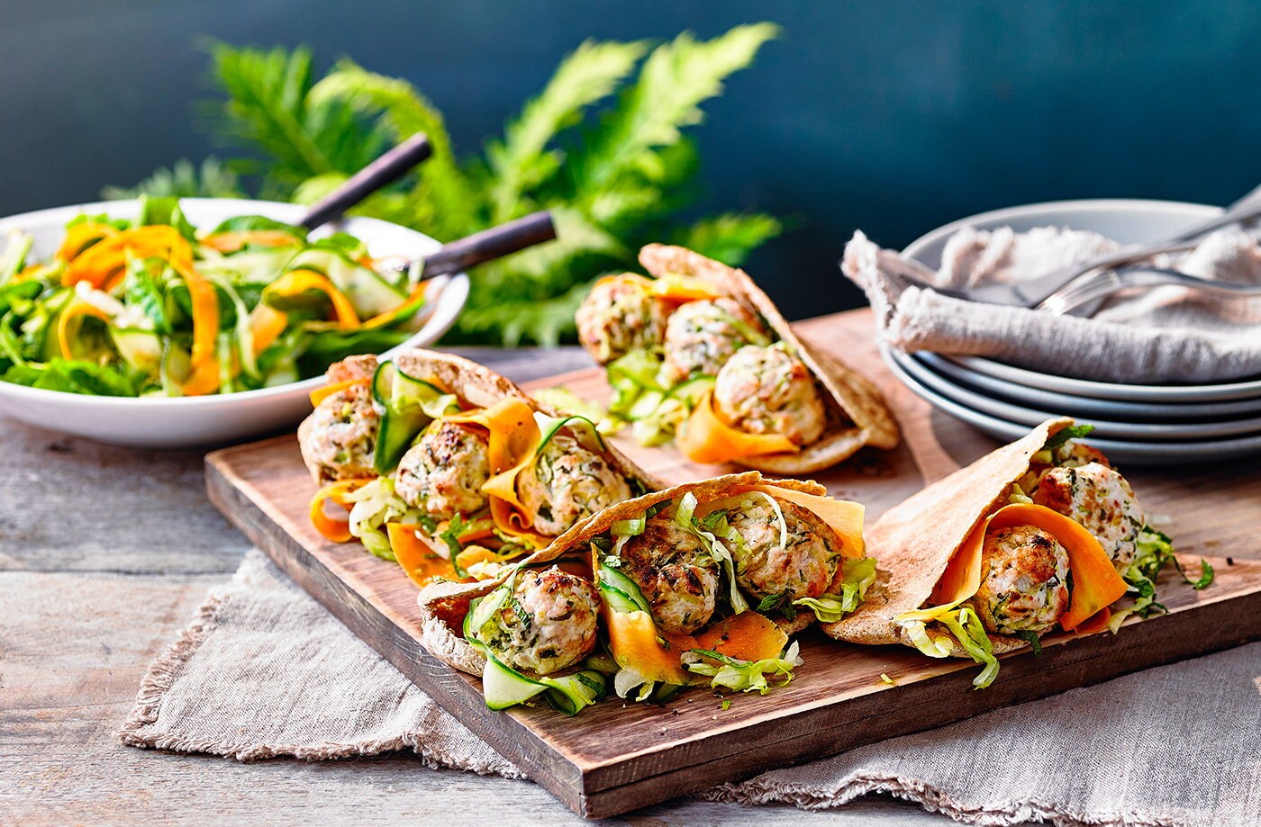 Turkey meatball pittas