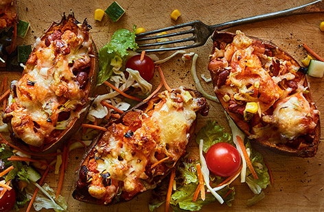 Image of "Loaded baked sweet potato skins"