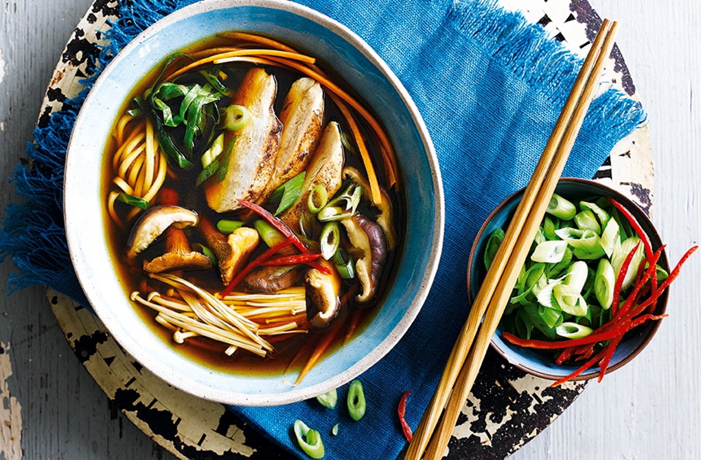 Chicken and mushroom ramen