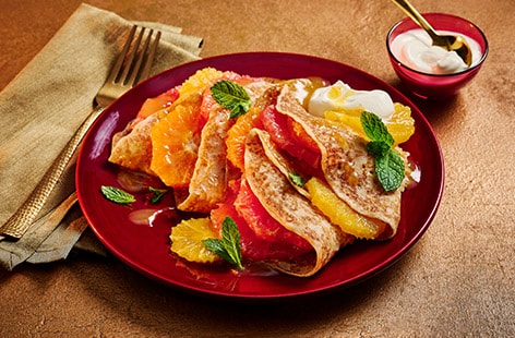 Mimosa pancakes
