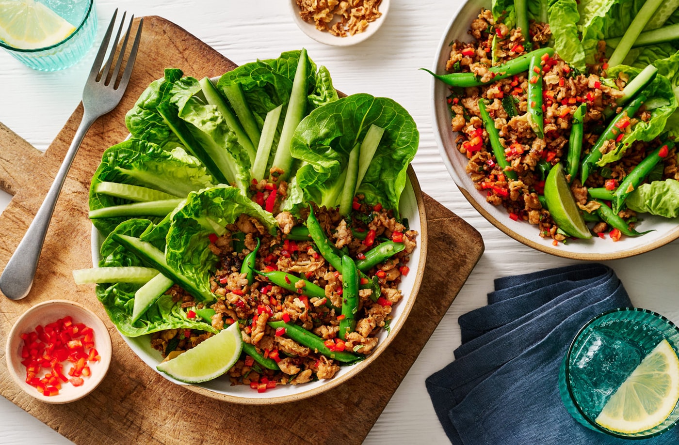 Spicy chicken larb-style salad