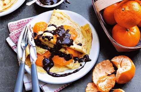 Image of "Chocolate, hazelnut and clementine crêpes"