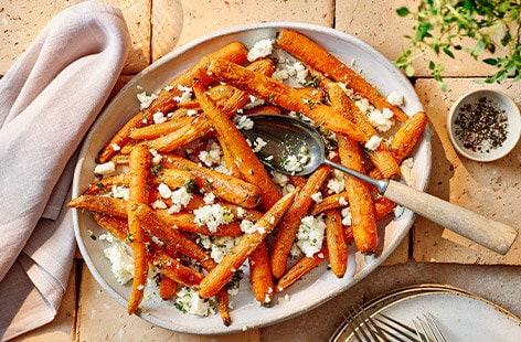 Image of "Thyme and feta roasted carrots"