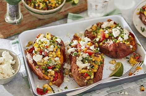 Image of "Sweet 'n' smoky jackets with corn salsa"