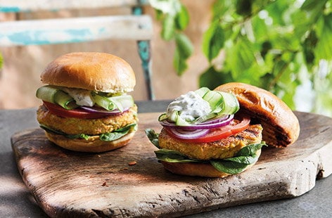 Image of "Carrot, courgette and halloumi burgers "