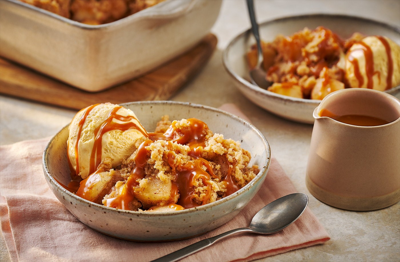 Miso caramel apple crumble
