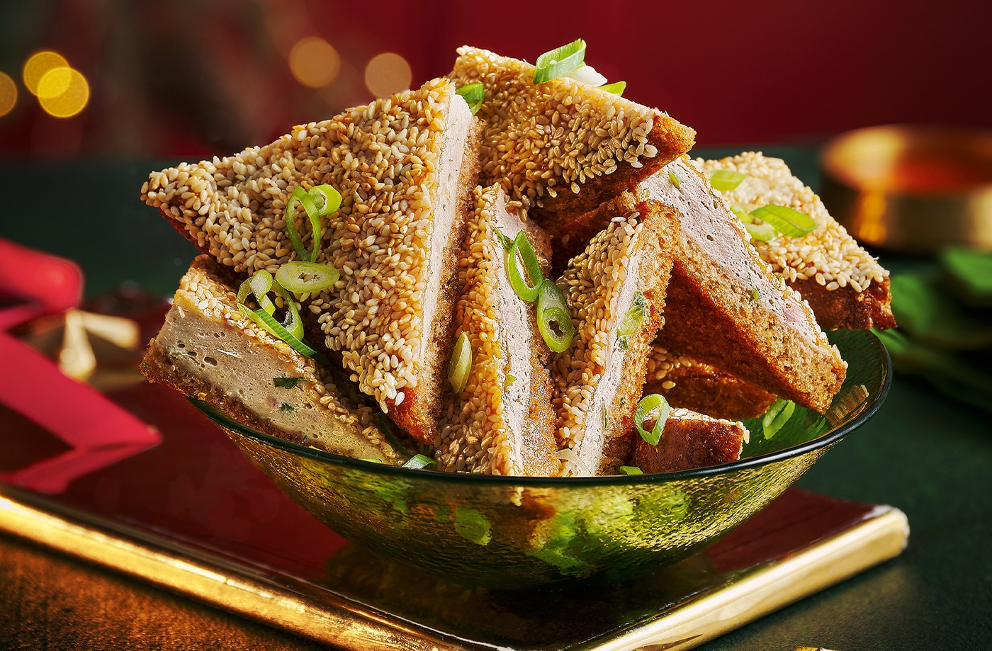 Golden sesame chicken toast