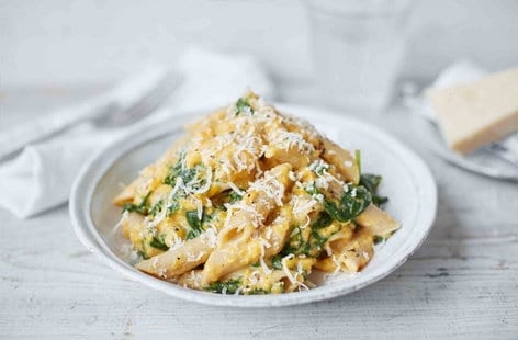 Image of "Healthy pasta with butternut squash and crème fraîche"