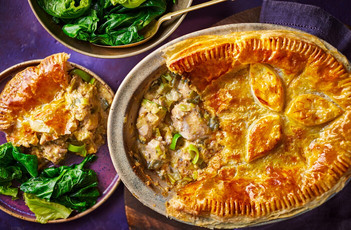 Creamy chicken and leek pie