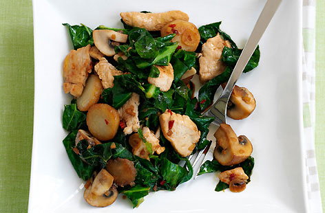 Image of "Spring greens and chicken stir-fry"
