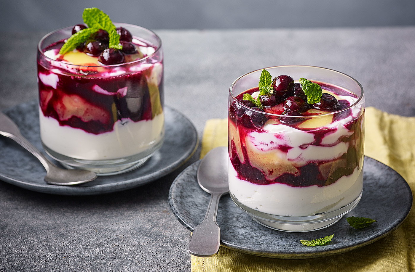 Blueberry and lemon fools
