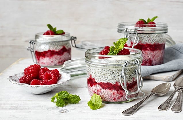 Vanilla and raspberry chia pudding