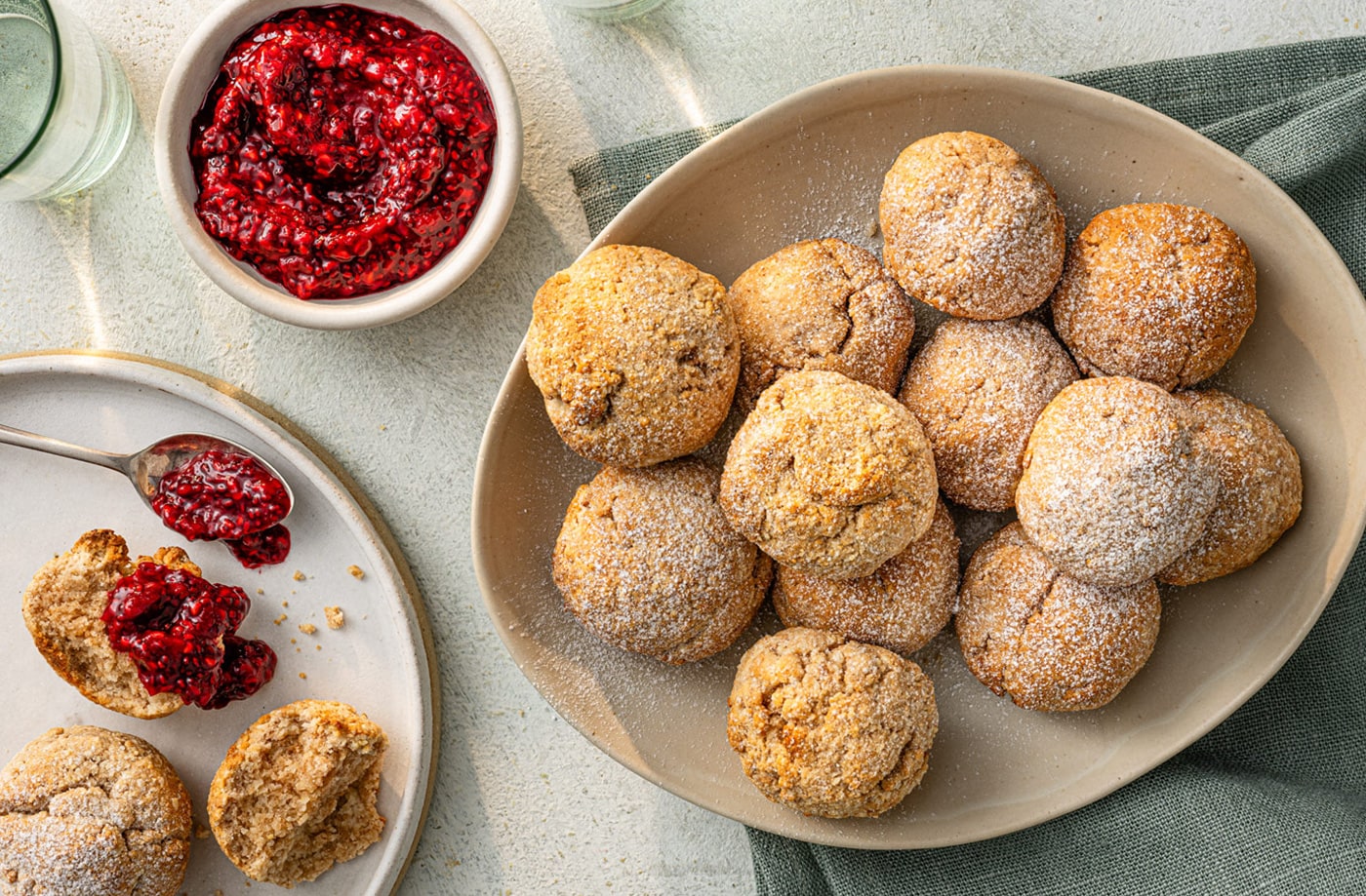Rhiannon Lambert's baked almond doughnuts with berry dip