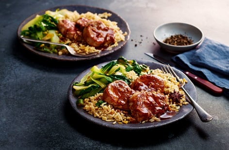 Image of "Bella's 'big night in' sticky plum pork"