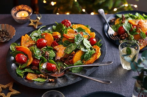 Image of "Roasted squash salad with pomegranate dressing "