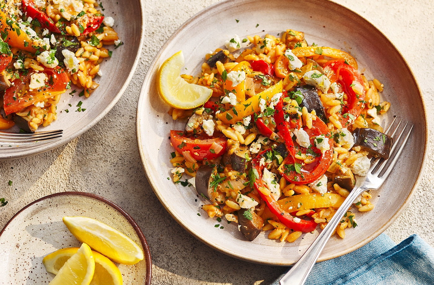 Baked Mediterranean orzo