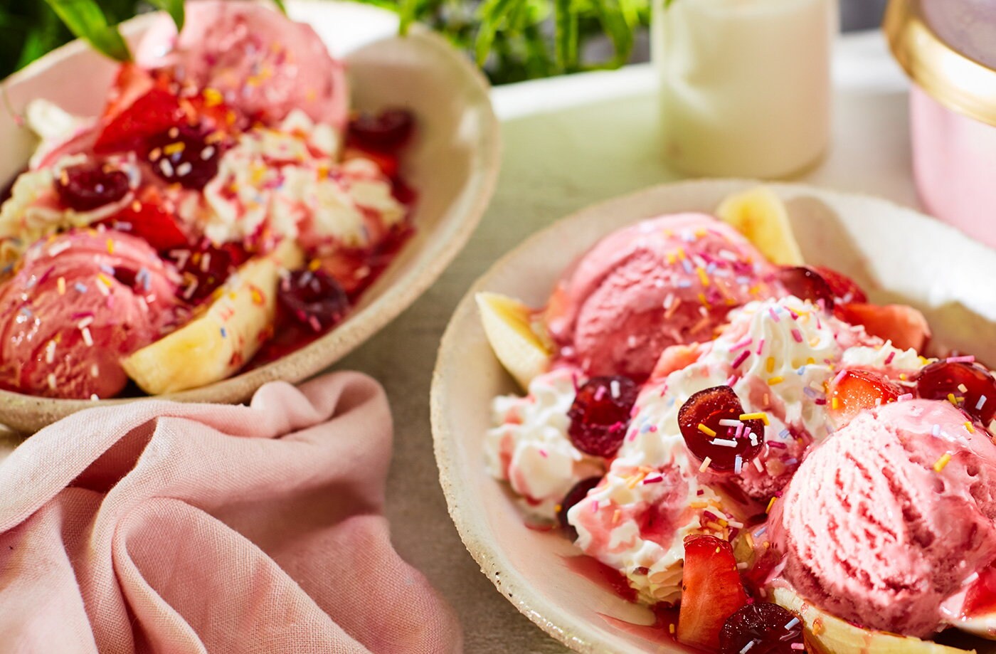 'Glast-home-berry' banana split