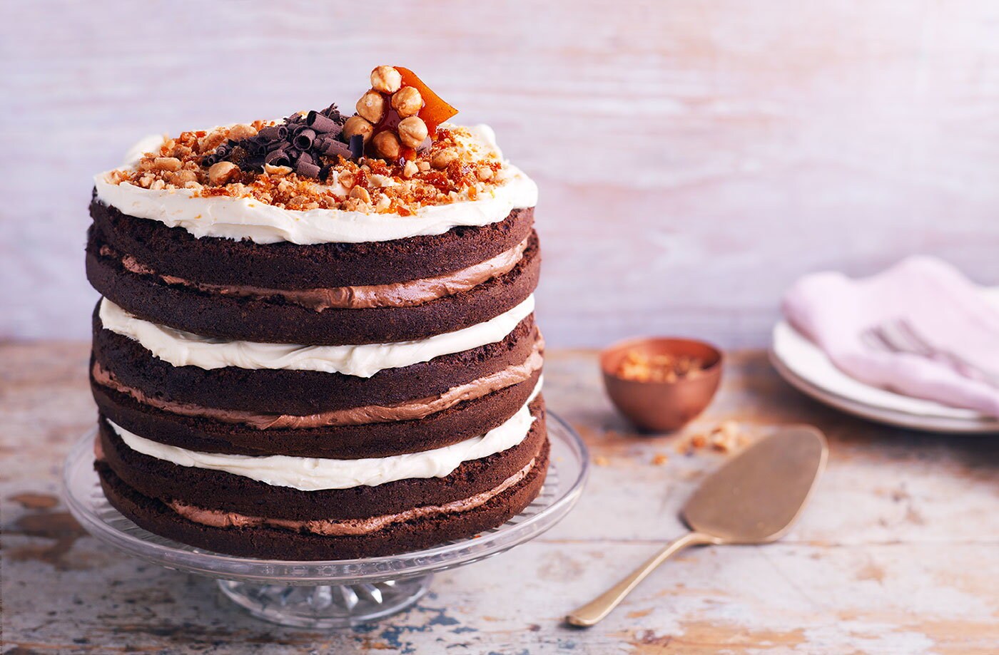Hazelnut and double chocolate cake