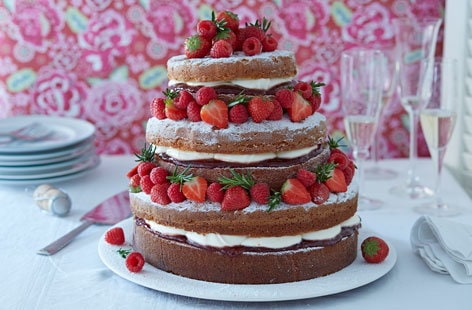 Image of "Rustic naked Victoria sponge layer cake"