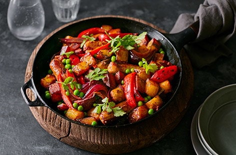 Image of "Sausage, red pepper and potato hash"