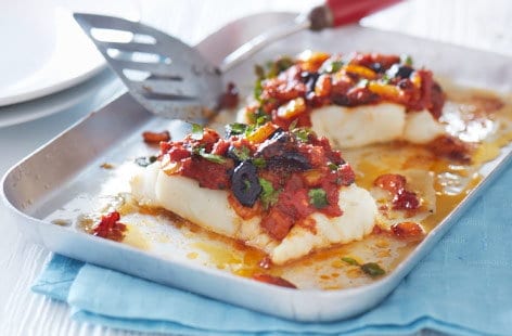 Image of "Baked cod with a tangy topping"