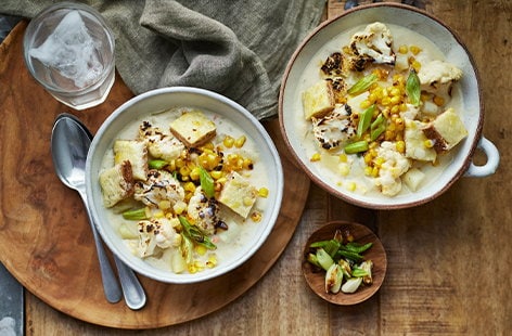 Image of "Charred cauliflower and corn chowder"