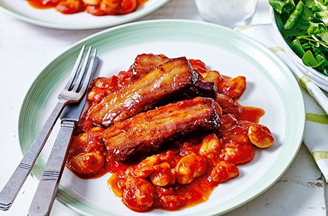 Image of "Maple-glazed pork with chilli beans"