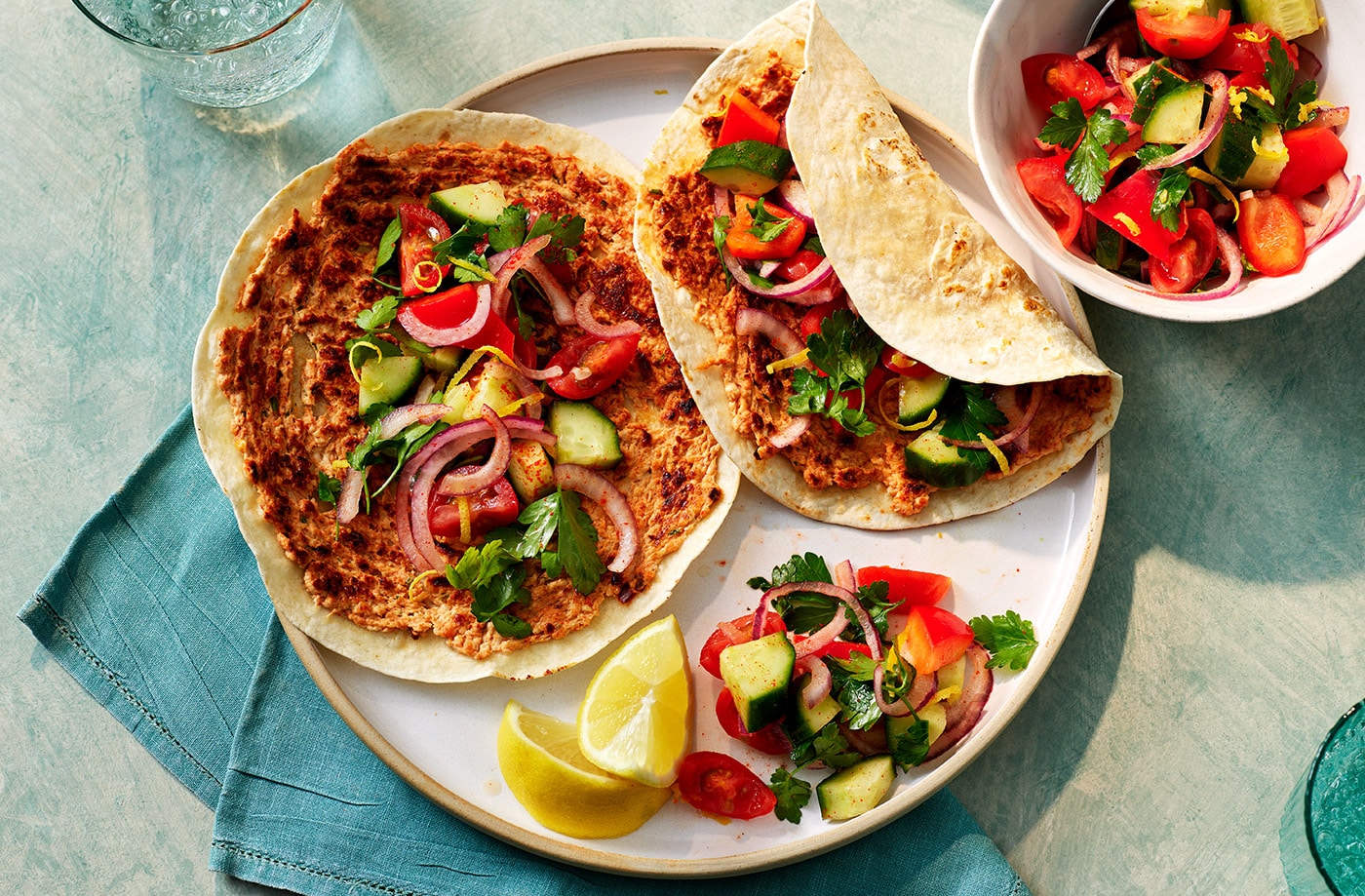 Lahmacun-style smash tacos