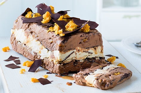 Image of "Chocolate and honeycomb ice cream terrine"