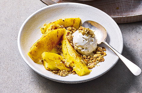 Image of "Roasted pineapple and almond crumble"