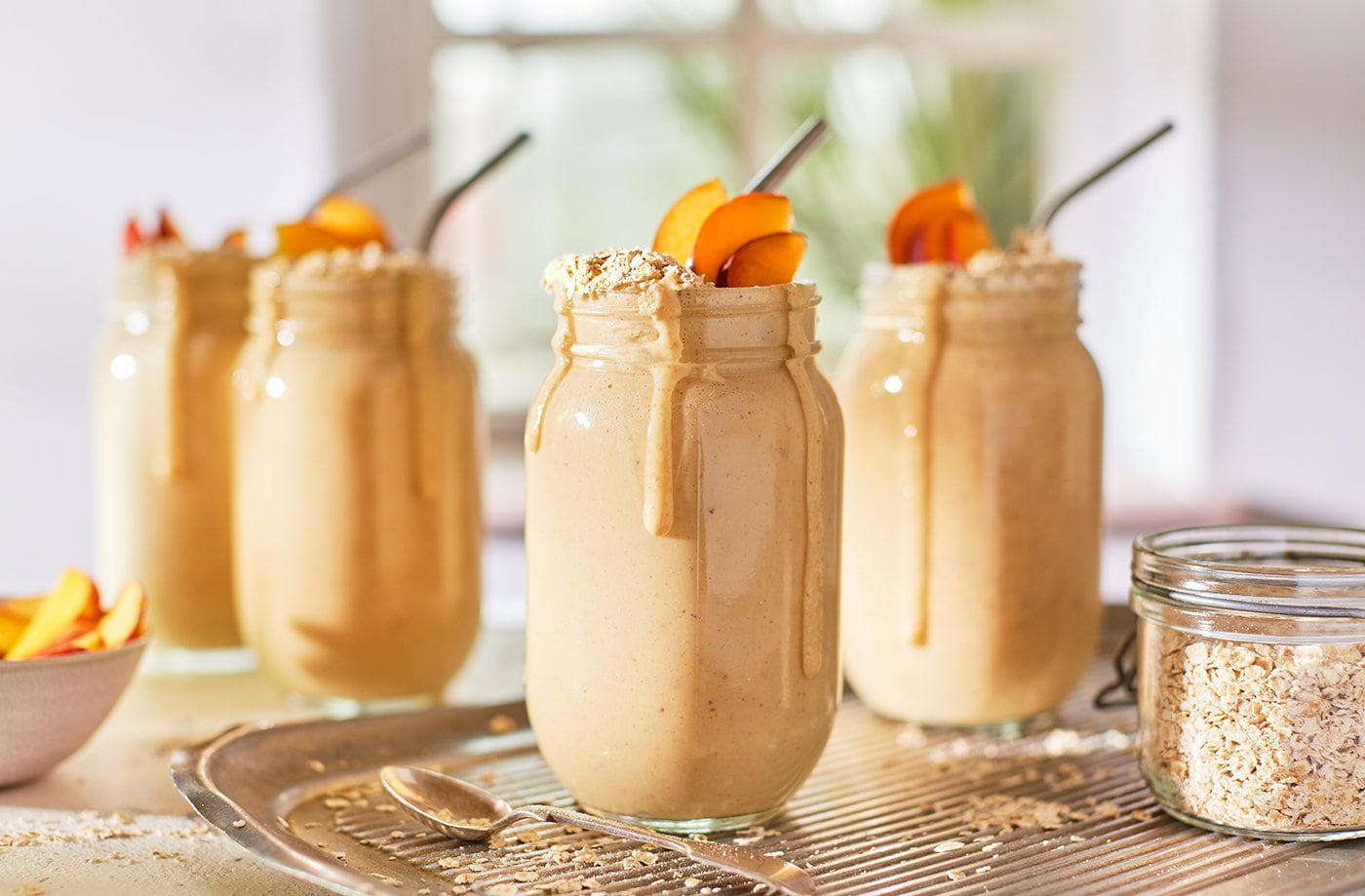 Peach and oat smoothie