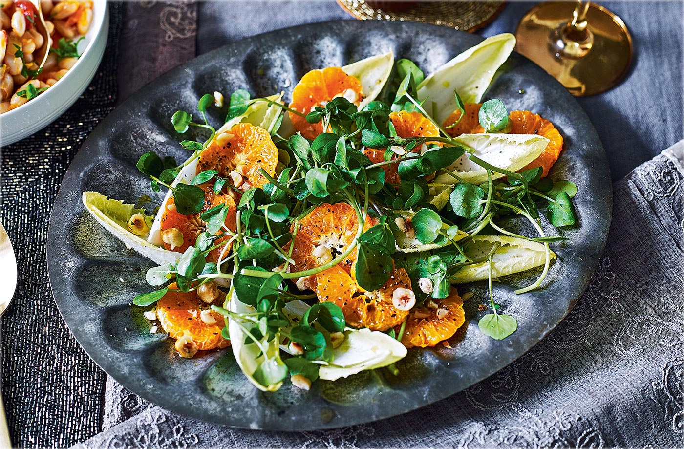 Chicory, clementine and hazelnut salad
