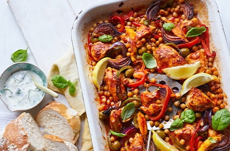 Image of "Chicken, chickpea and pepper traybake"