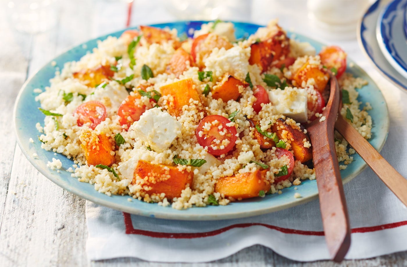 Piri piri squash, feta and couscous salad