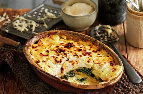 Spinach and potato gratin