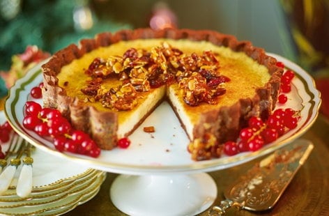 Image of "Malted milk tart with caramel nut brittle"