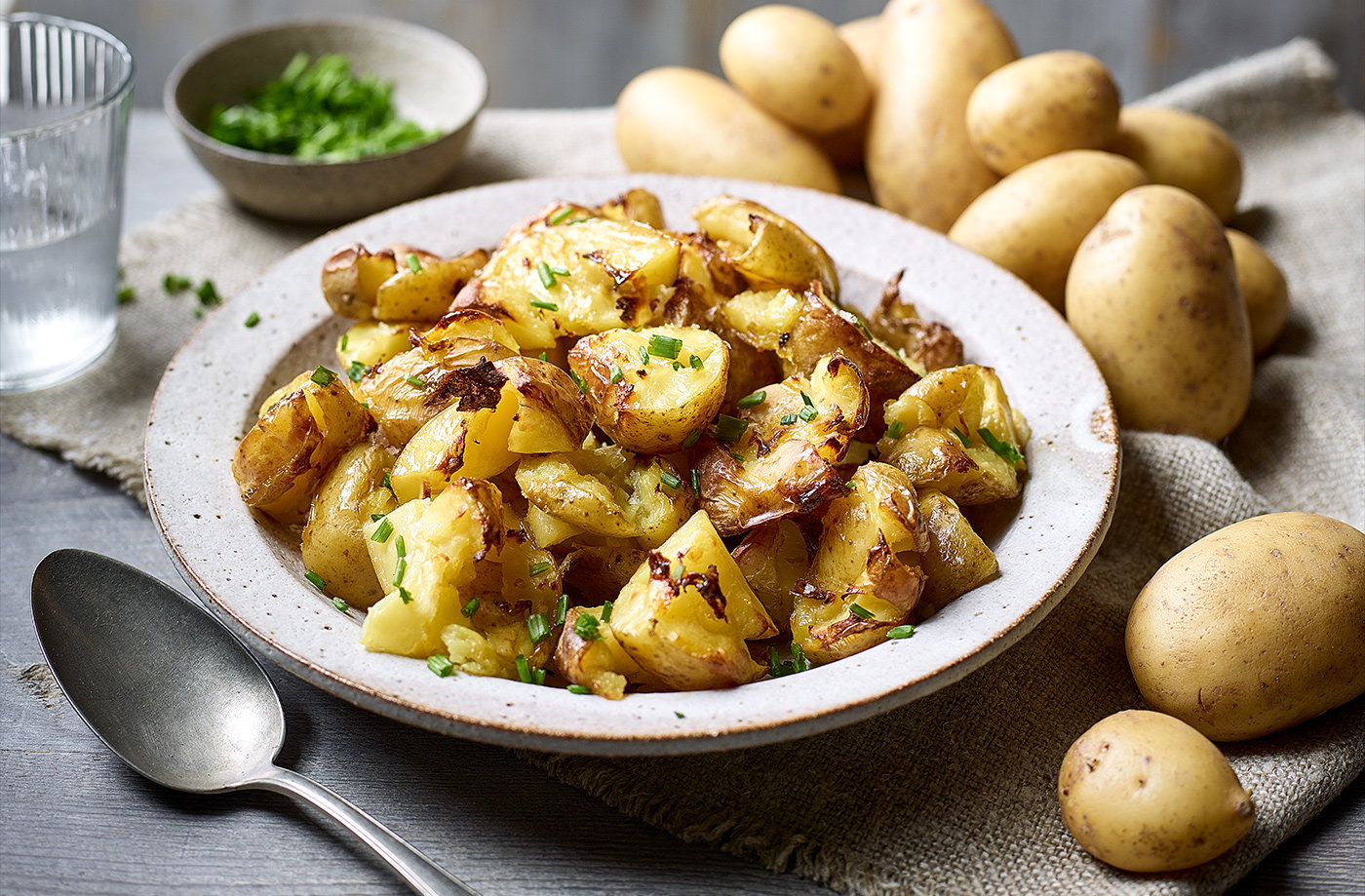 Salt and vinegar crushed potatoes