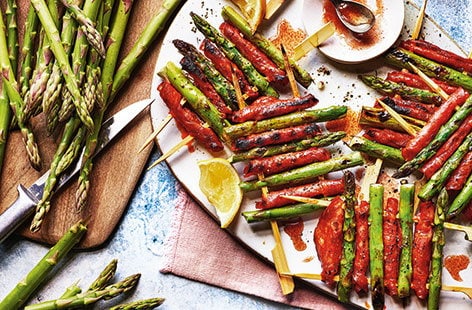 Image of "Asparagus and chorizo skewers"