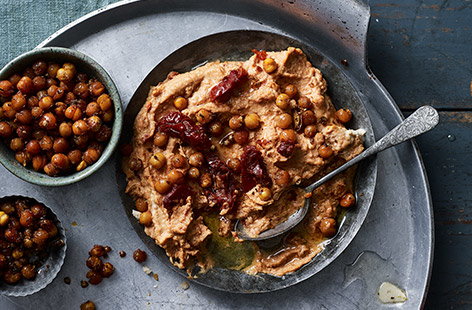 Image of "Sundried tomato houmous with crispy chickpeas"