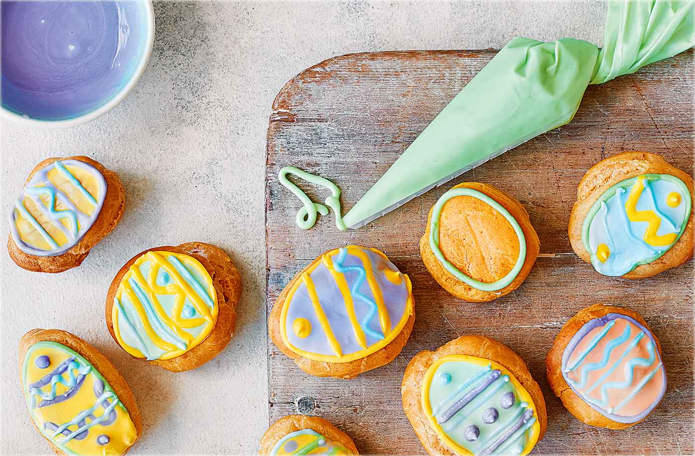 Mini Easter egg choux buns