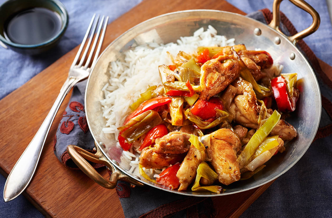 Spicy chicken and leek stir-fry